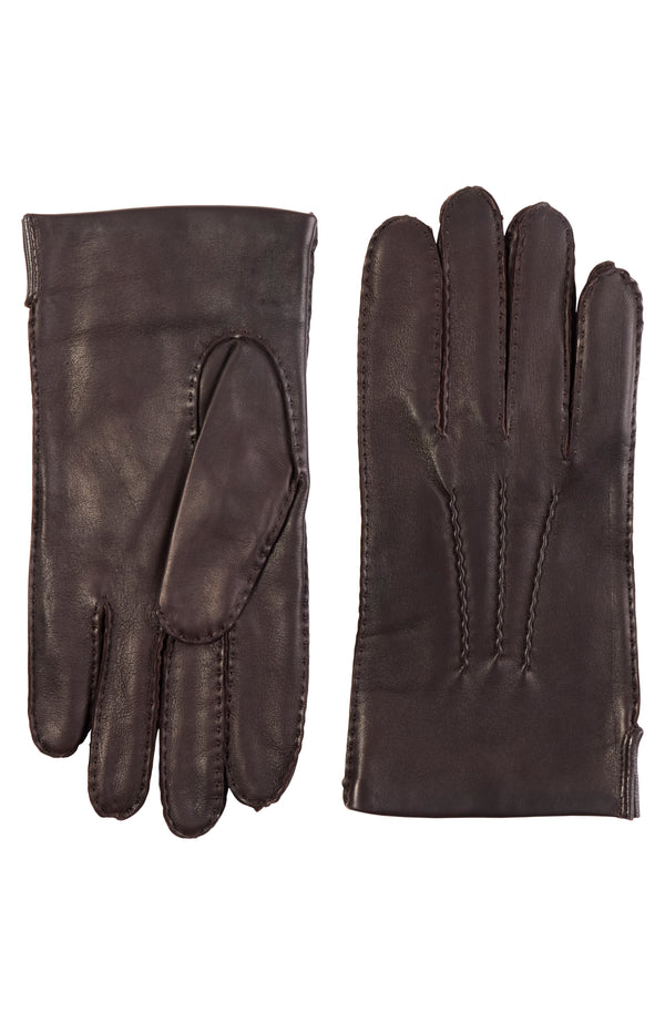 CLASSIC NAPPA LEATHER CASHMERE LINED GLOVES in brown