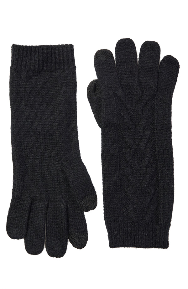 CASHMERE KNIT CABLE GLOVE WITH TOUCH TECH in black