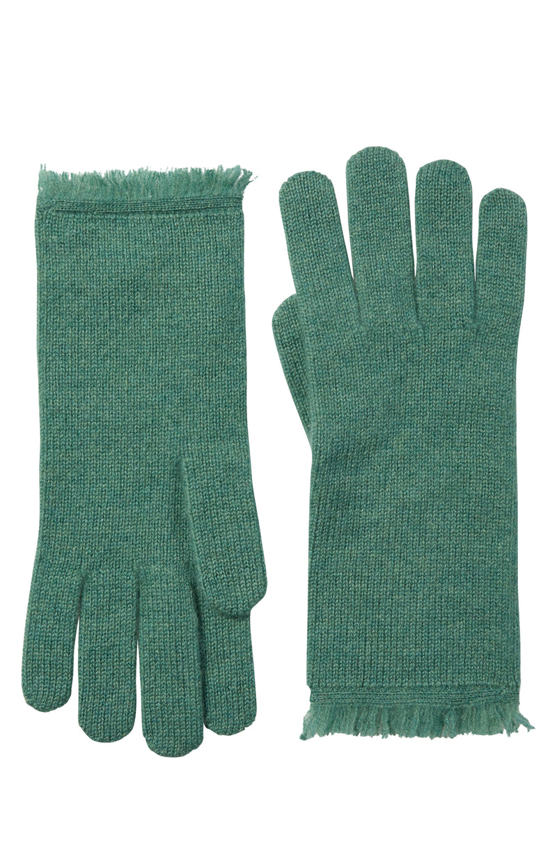 CASHMERE JERSEY GLOVE WITH FRINGE in aspen