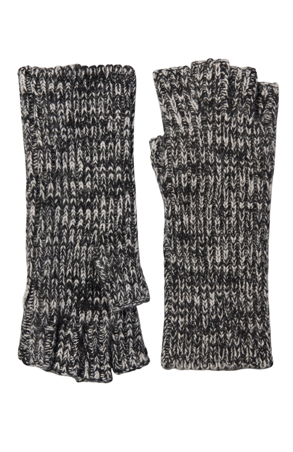 MARL FINGERLESS RIB KNIT GLOVE in black