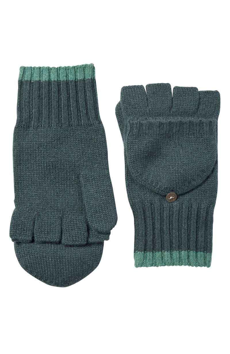 CASHMERE POP TOP GLOVE WITH CUFF TIPPING in spruce/green