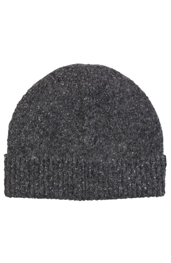 CASHMERE DONEGAL JERSEY CUFFED HAT in charcoal