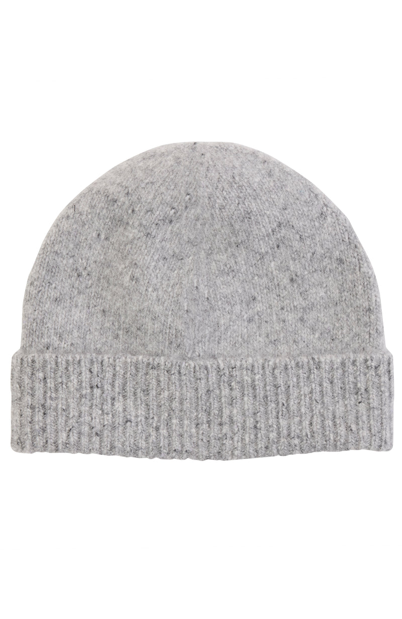 CASHMERE DONEGAL JERSEY CUFFED HAT in grey