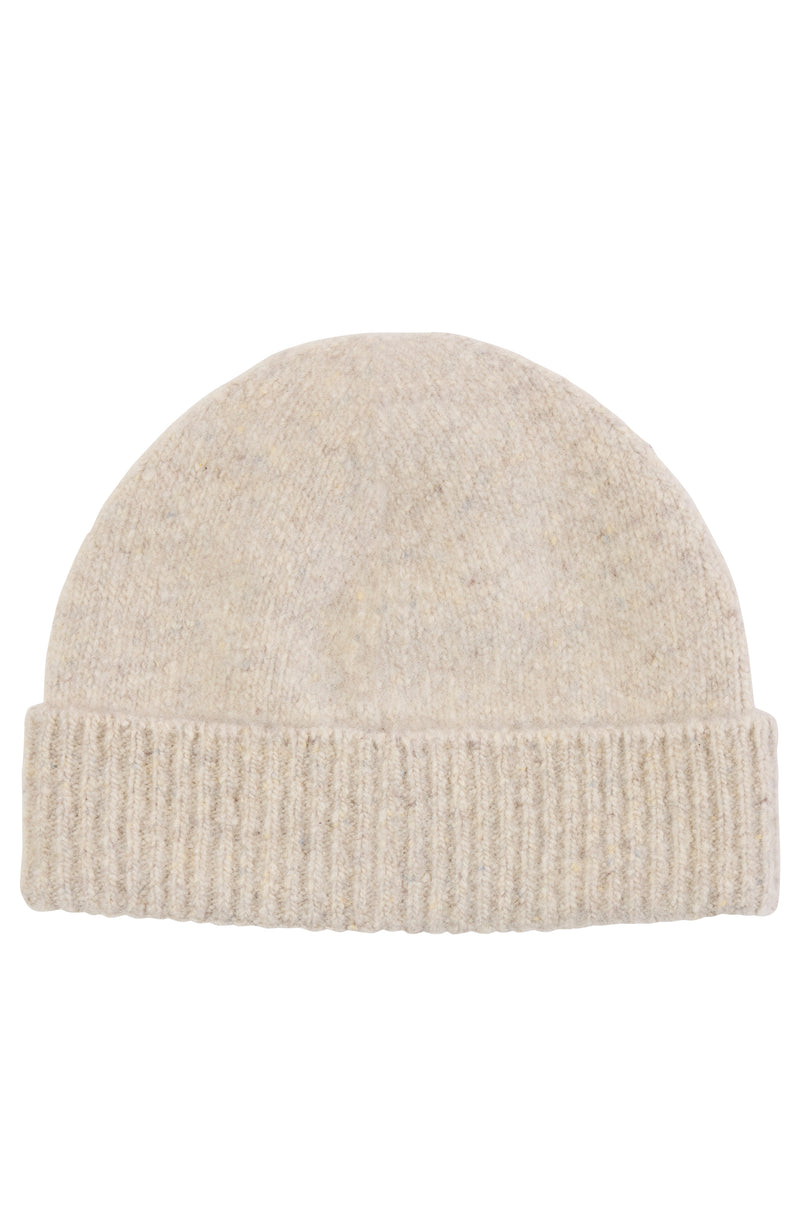 CASHMERE DONEGAL JERSEY CUFFED HAT in oatmeal