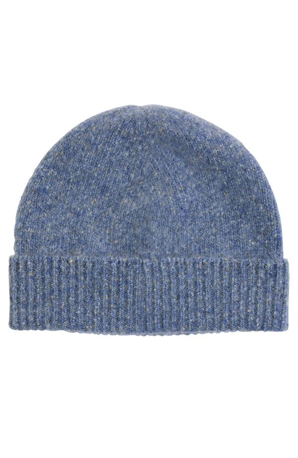 CASHMERE DONEGAL JERSEY CUFFED HAT in blue