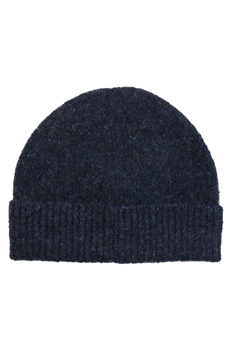 CASHMERE DONEGAL JERSEY CUFFED HAT in navy