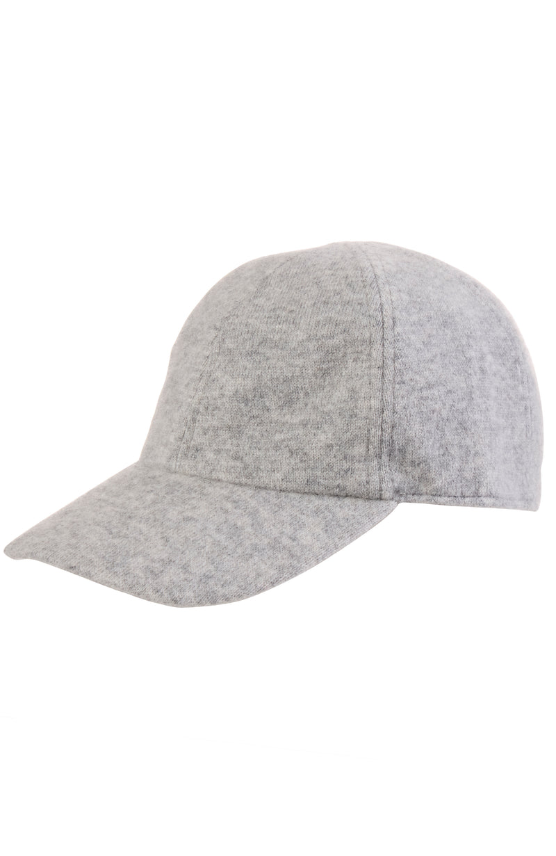 CASHMERE KNIT BASEBALL CAP in grey