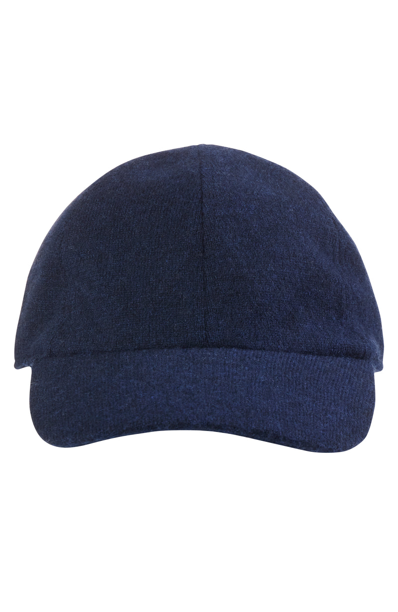 CASHMERE KNIT BASEBALL CAP in navy