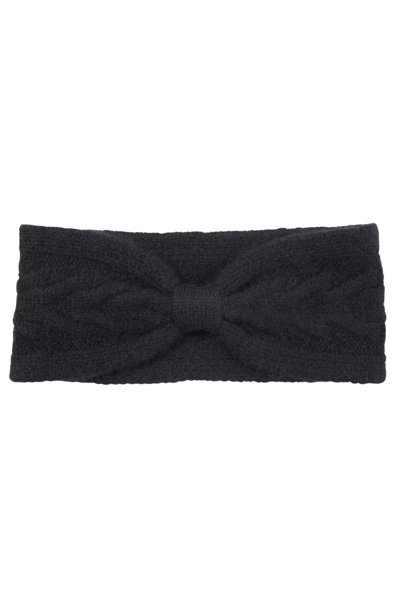 CASHMERE TRELLIS CABLE HEADBAND in black