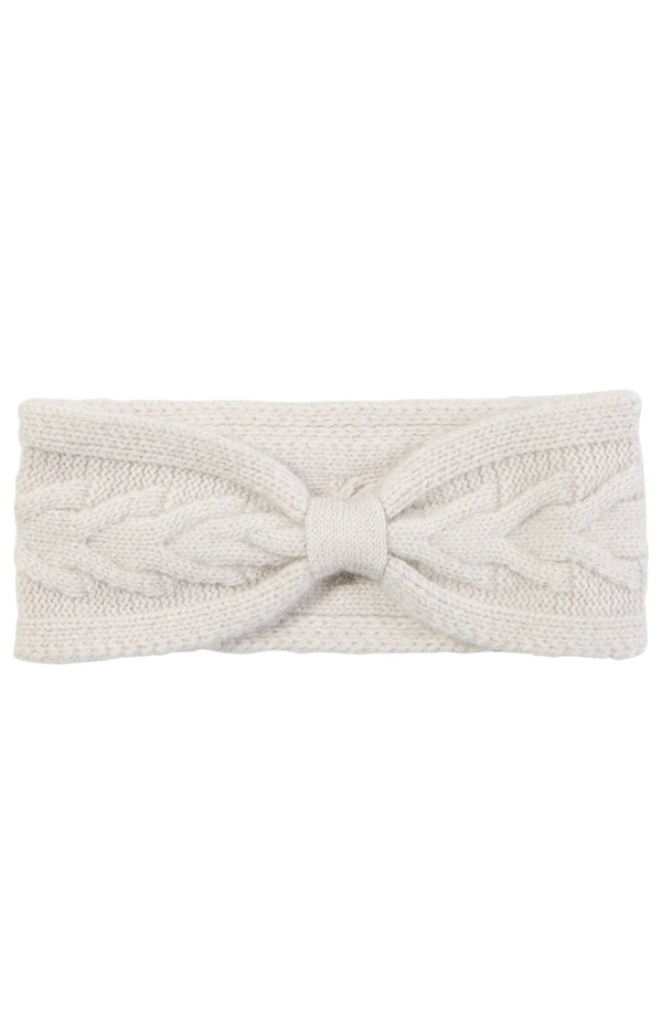 CASHMERE TRELLIS CABLE HEADBAND in silver