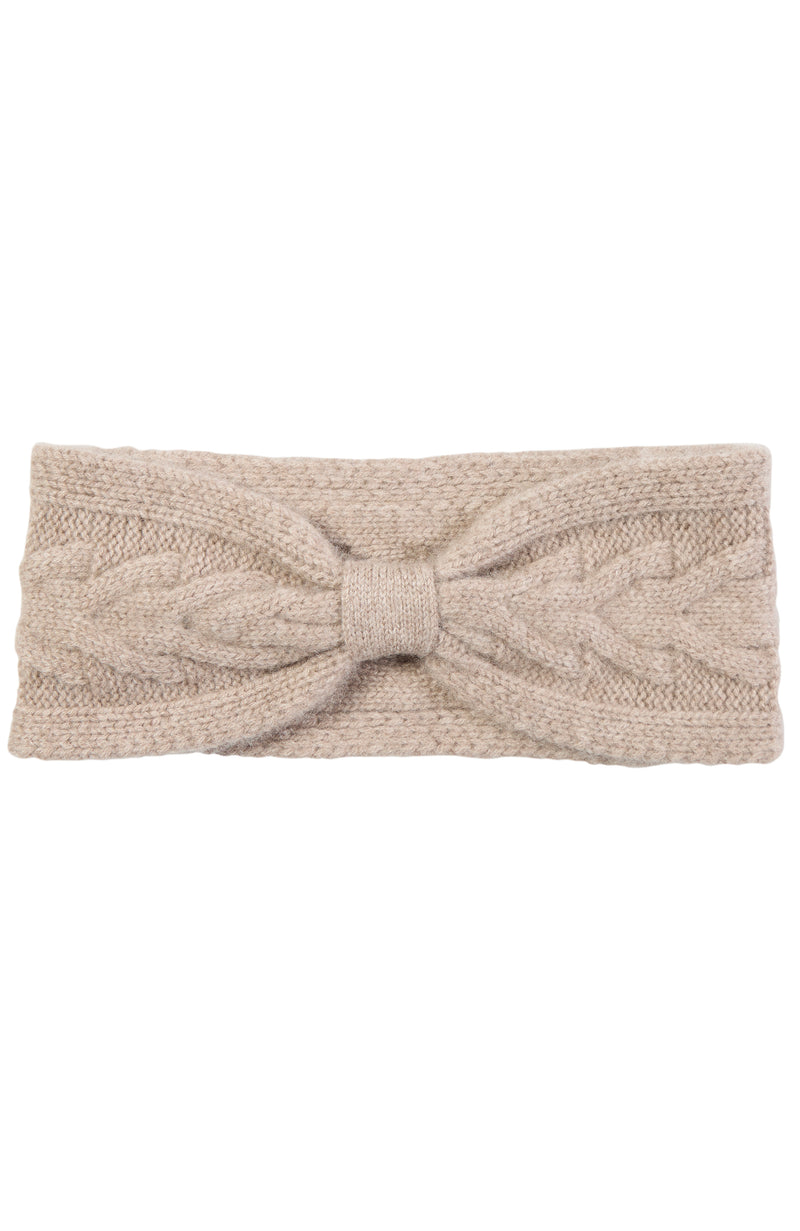 CASHMERE TRELLIS CABLE HEADBAND in natural