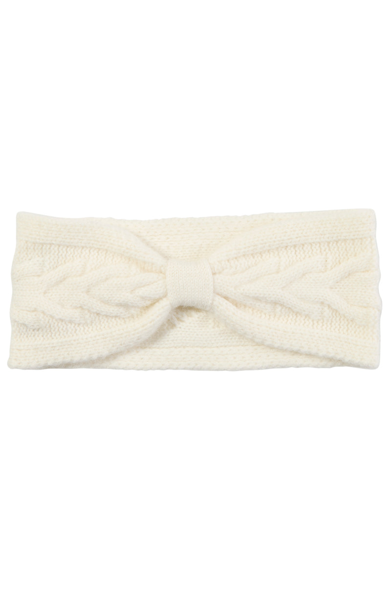 CASHMERE TRELLIS CABLE HEADBAND in ivory