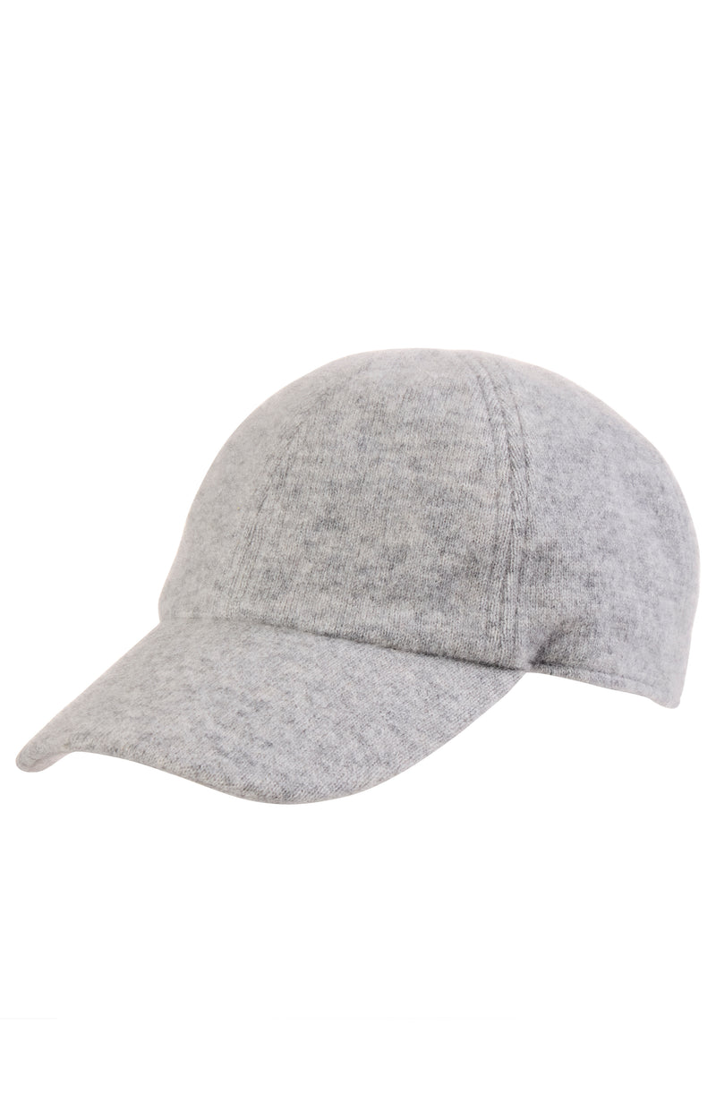 WOMEN'S CASHMERE KNIT BASEBALL CAP in grey