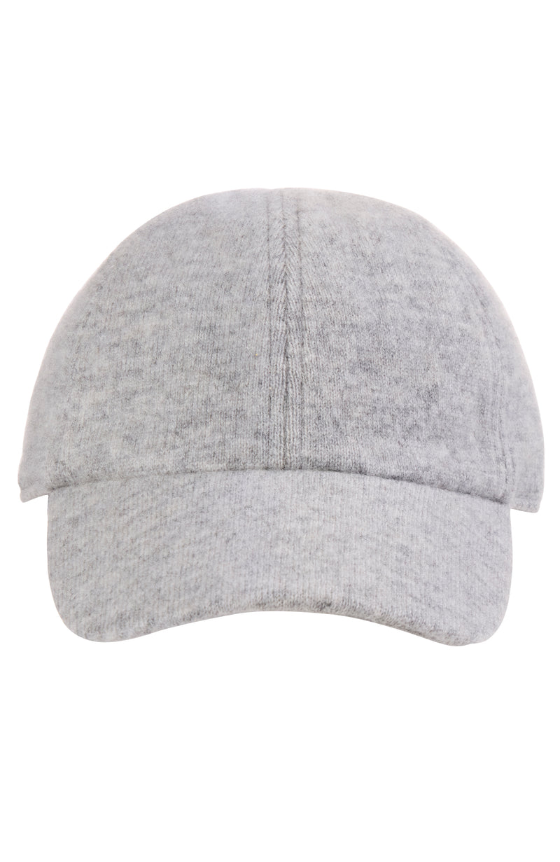 WOMEN'S CASHMERE KNIT BASEBALL CAP in grey