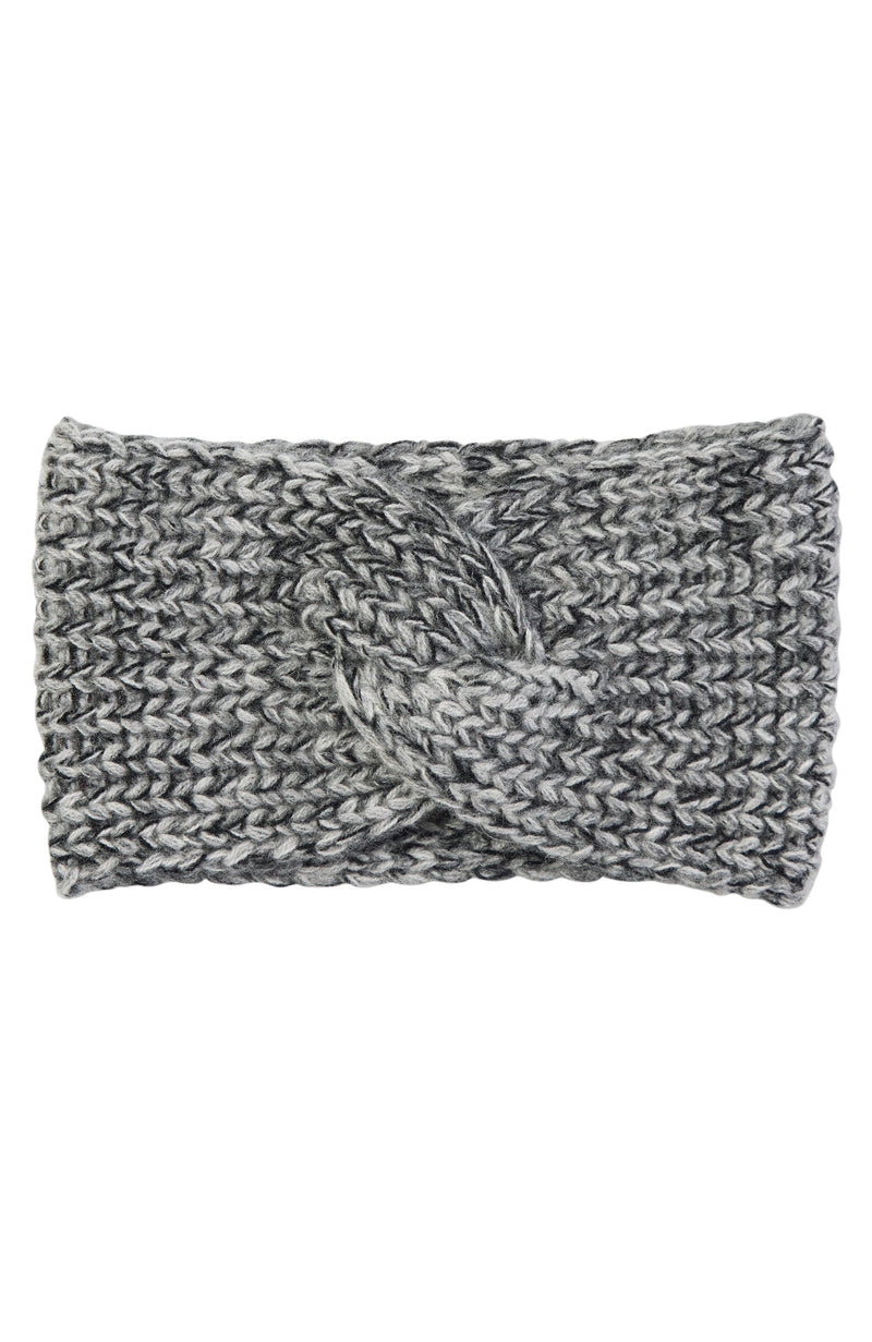 CASHMERE MARL SHAKER RIB TWIST HEADBAND in grey