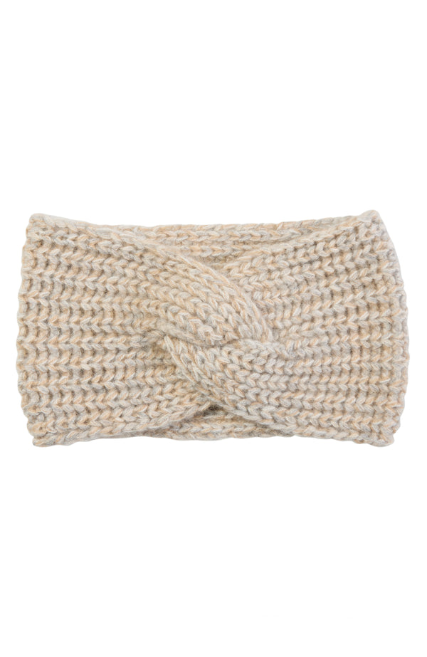 CASHMERE MARL SHAKER RIB TWIST HEADBAND in oat