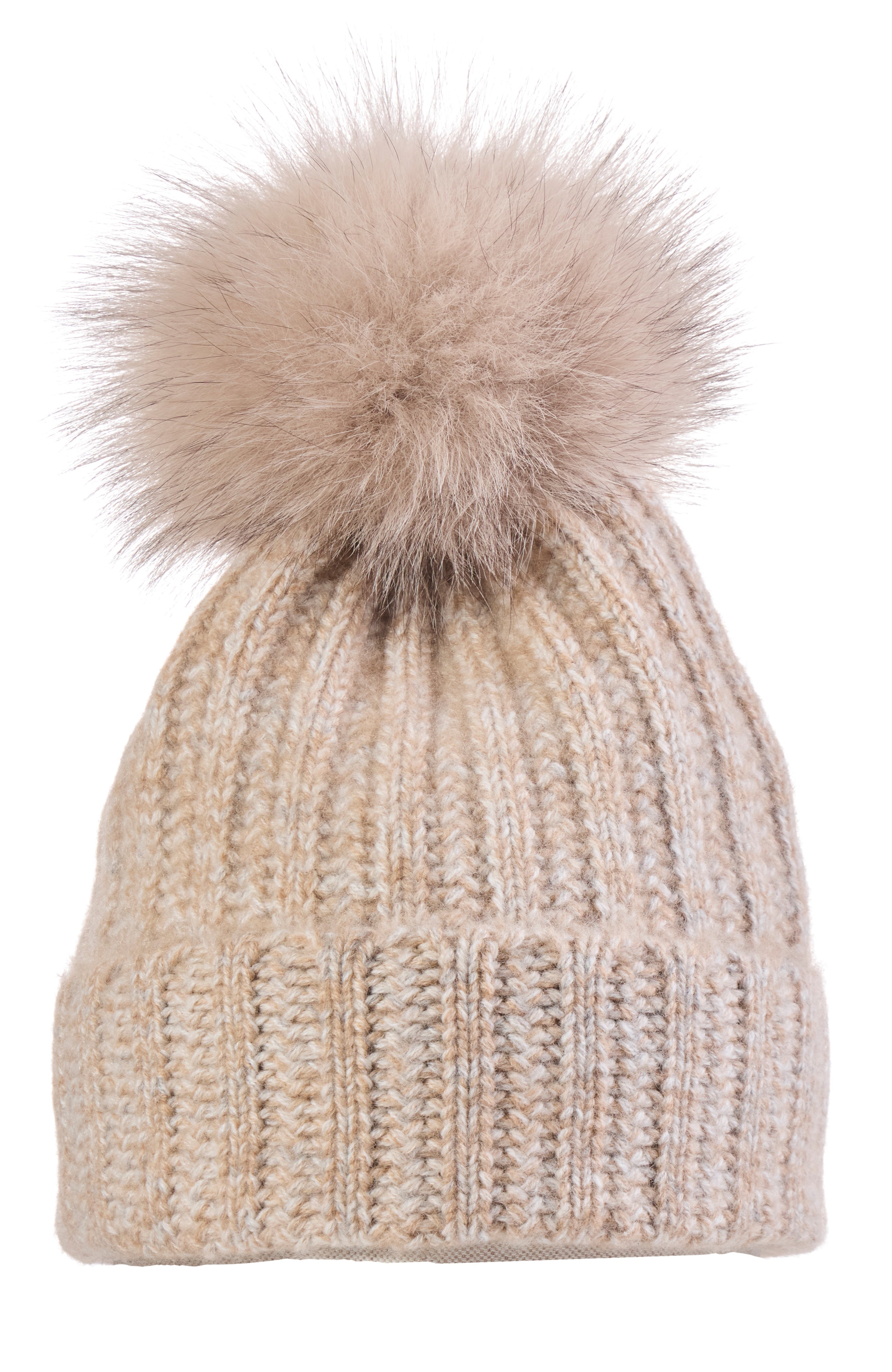 AMICALE Red Cashmere Shearling Pom Pom Cableknit Beanie Hat 2024 $195