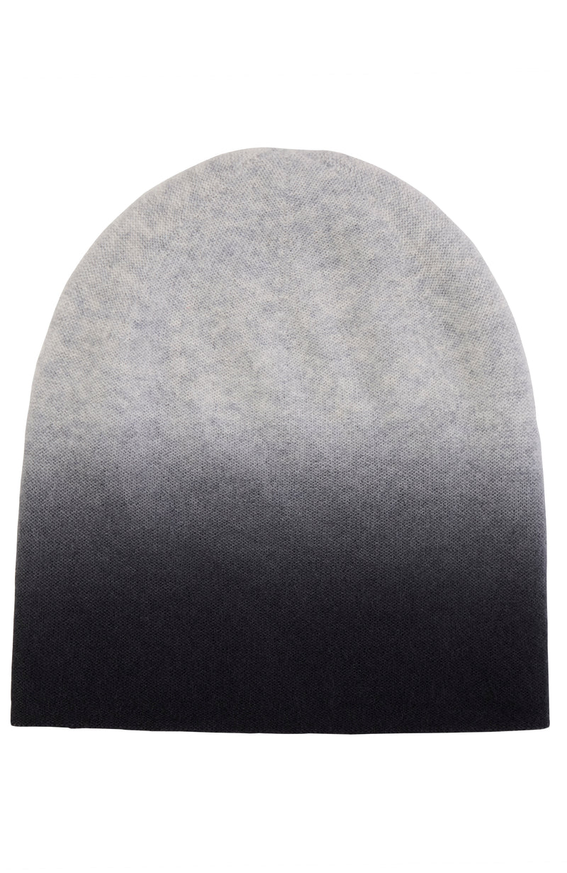 CASHMERE DIP DYE SLOUCHY HAT in charcoal-grey