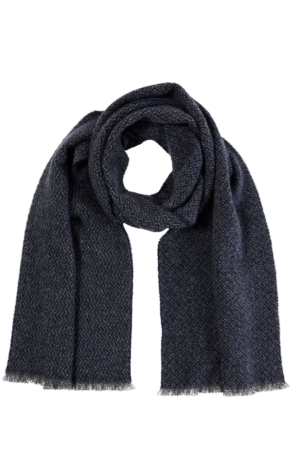 CASHMERE MARLED WOVEN SCARF in navy