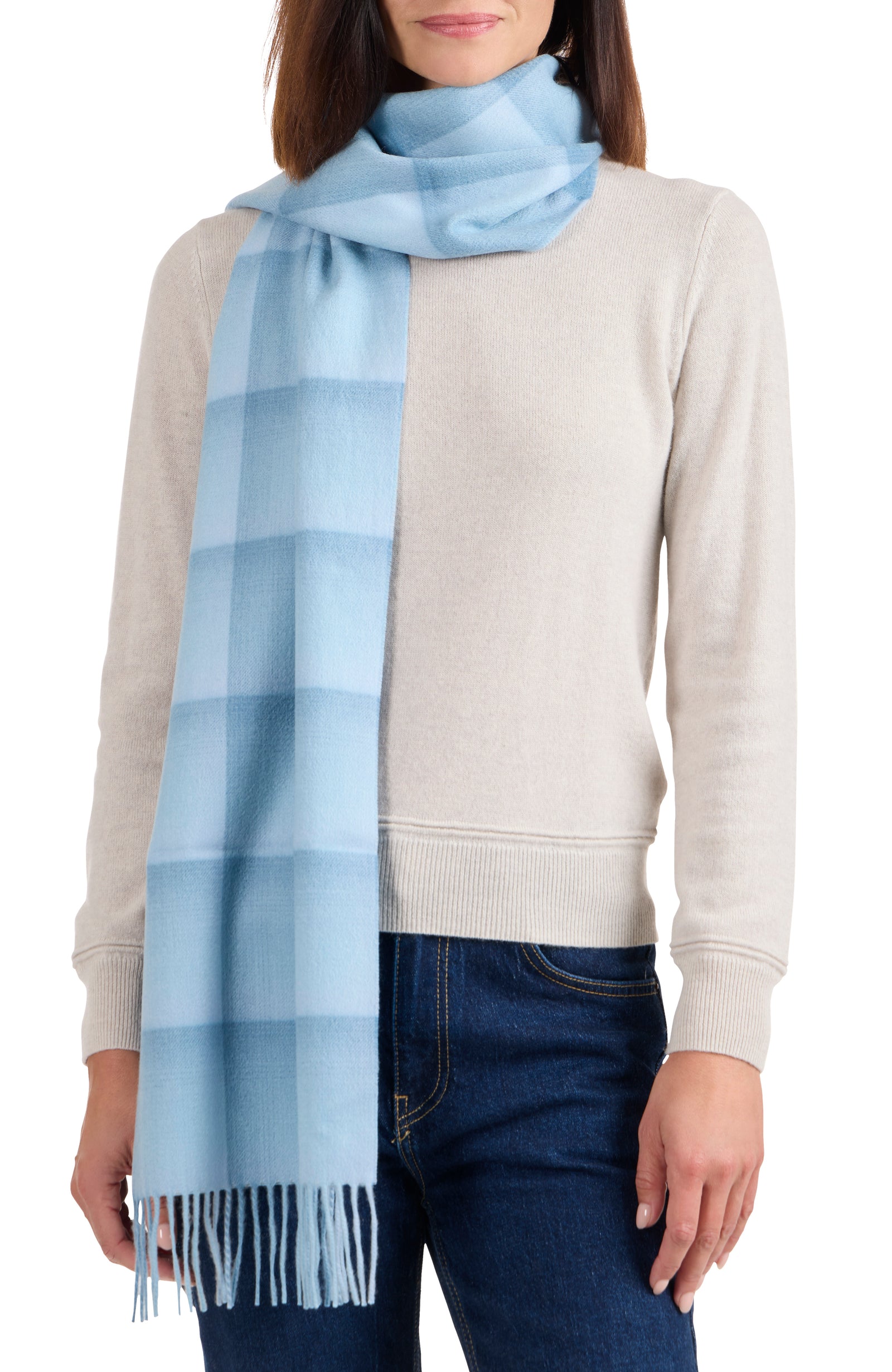 OMBRE GRID CASHMERE SCARF