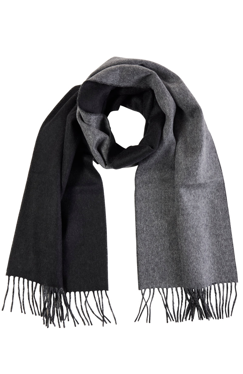 CASHMERE DOUBLE FACE WOVEN SCARF in black-grey