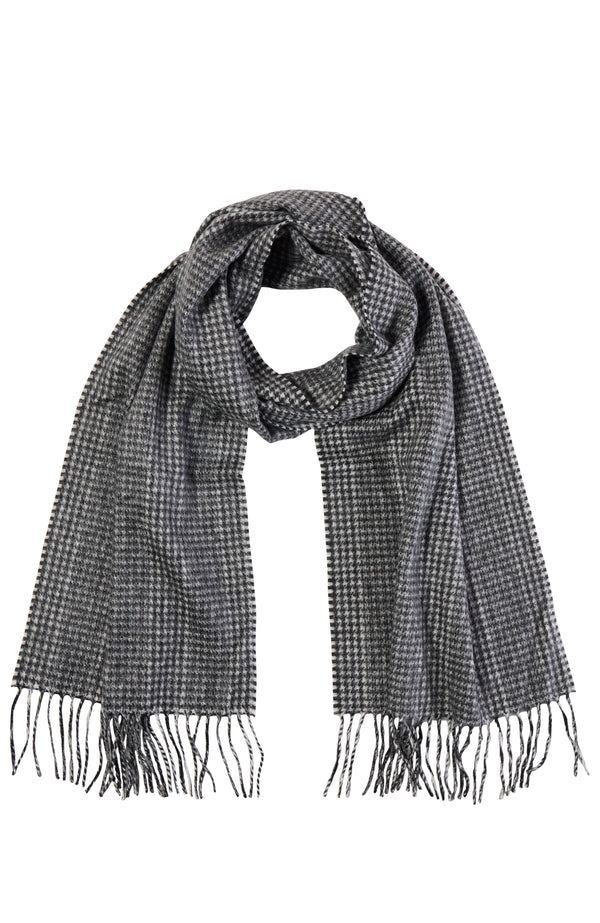 CASHMERE HOUNDSTOOTH WOVEN SCARF in black