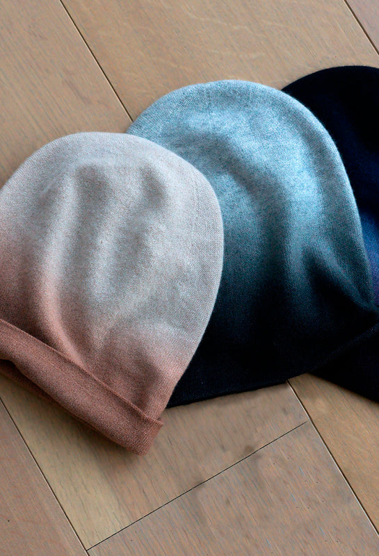 Wear a work of art. Dip-dyed cashmere slouchy hats